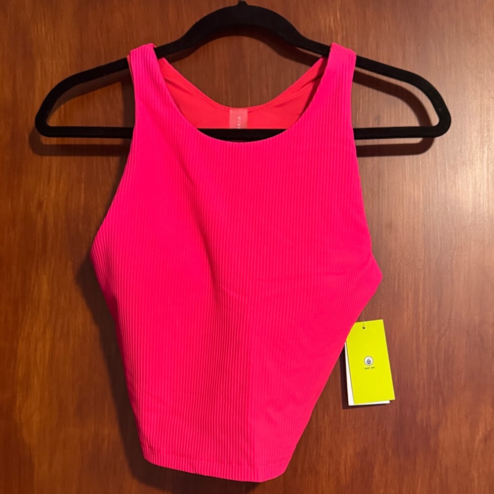 NWT Vively Hot Pink Ribbed Tank sz L